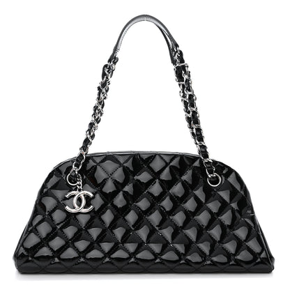 Chanel Patent Quilted Medium Just Mademoiselle Bowling Bag Black 1 of 10