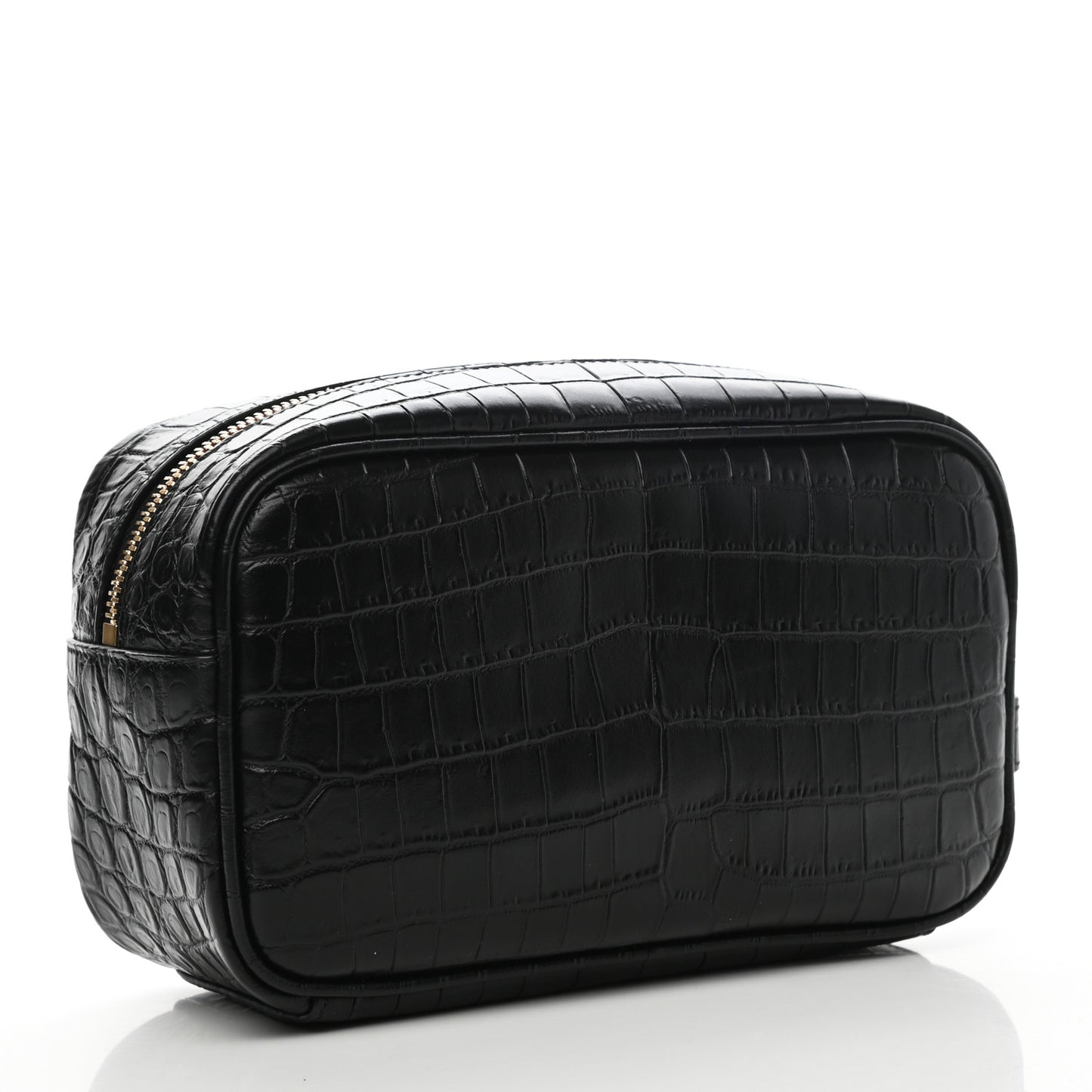 Calfskin Crocodile Embossed Cosmetic Case Black