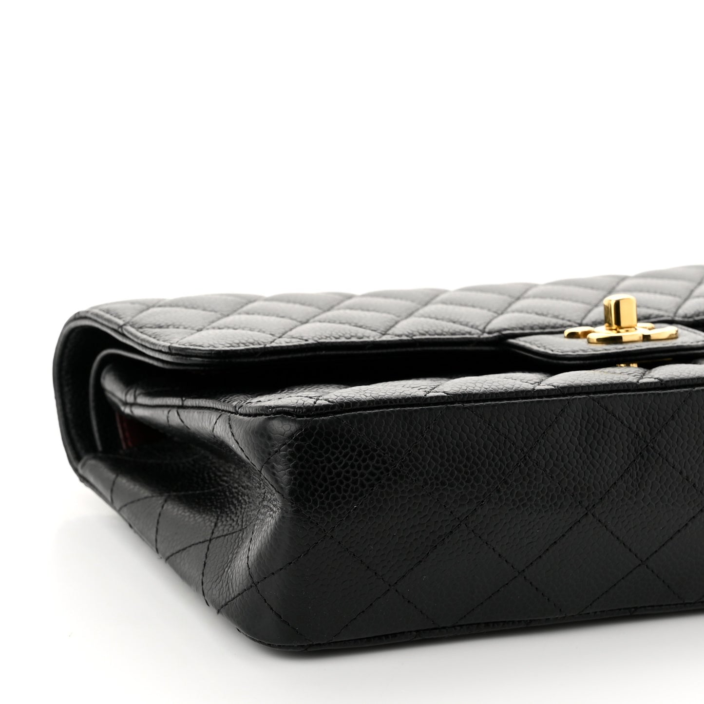 Caviar Quilted Medium Double Flap Black