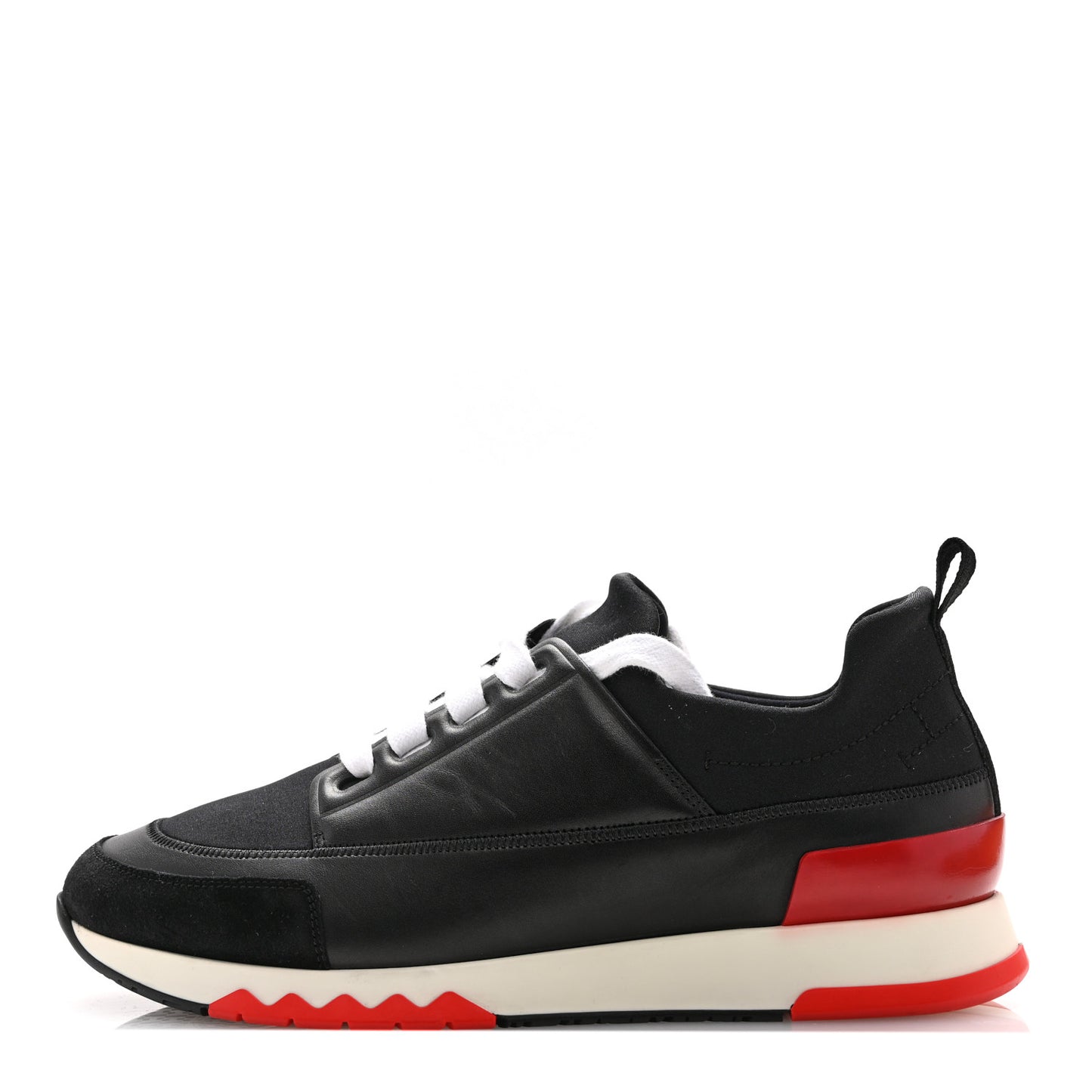 Calfskin Technical Canvas Suede Goatskin Womens Stadium Sneakers 37.5 Black