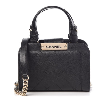 Chanel Grained Calfskin Stitched Mini Label Click Shopper Tote Black 1 of 8