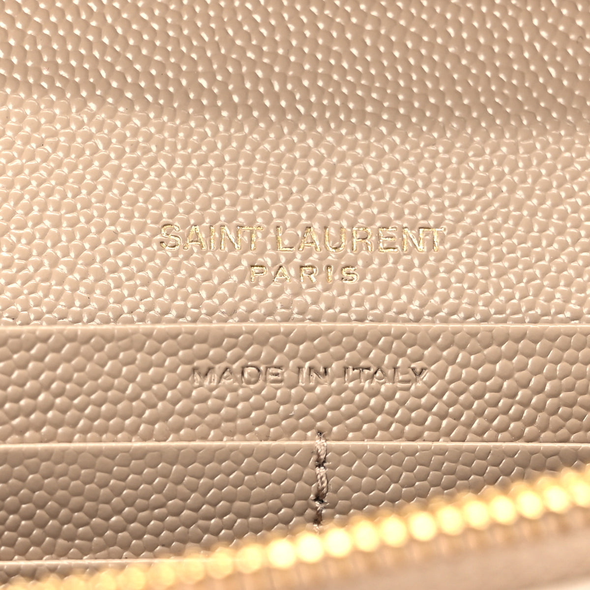Saint Laurent Grain De Poudre Matelasse Chevron Monogram Chain Wallet Dark Beige 7 of 11