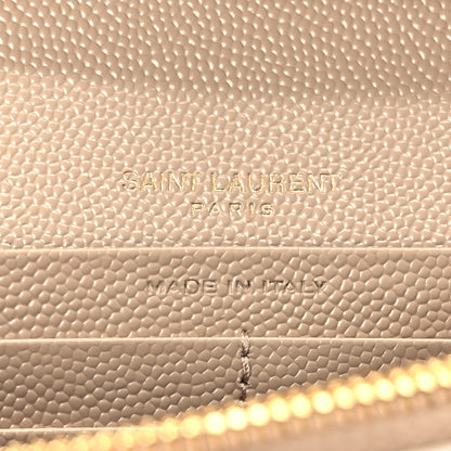 Saint Laurent Grain De Poudre Matelasse Chevron Monogram Chain Wallet Dark Beige 7 of 11