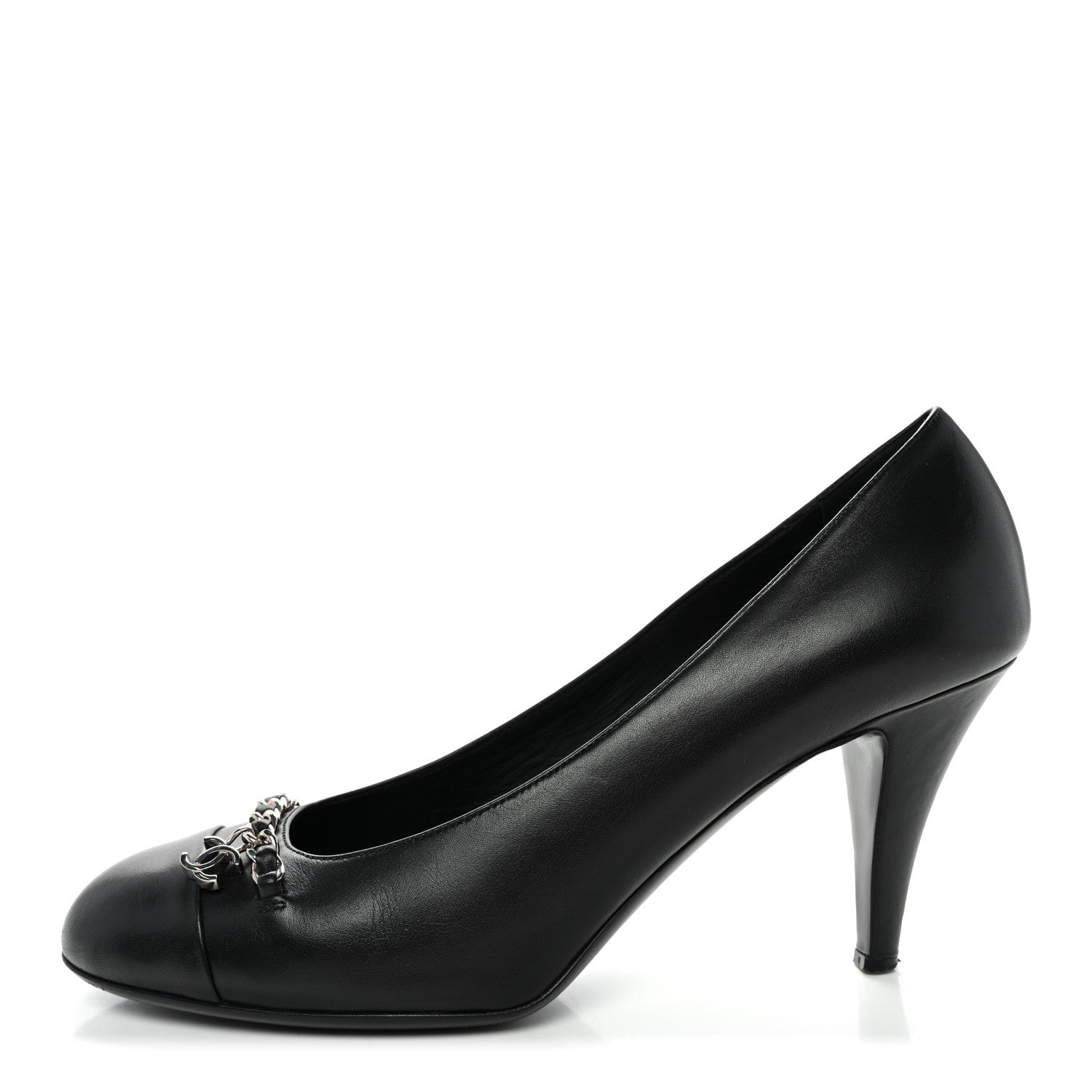 Chanel Calfskin CC Cap Toe Chain Pumps 39 Black 1 of 11