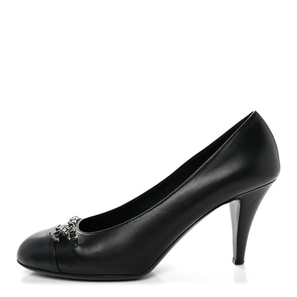 Chanel Calfskin CC Cap Toe Chain Pumps 39 Black 1 of 11