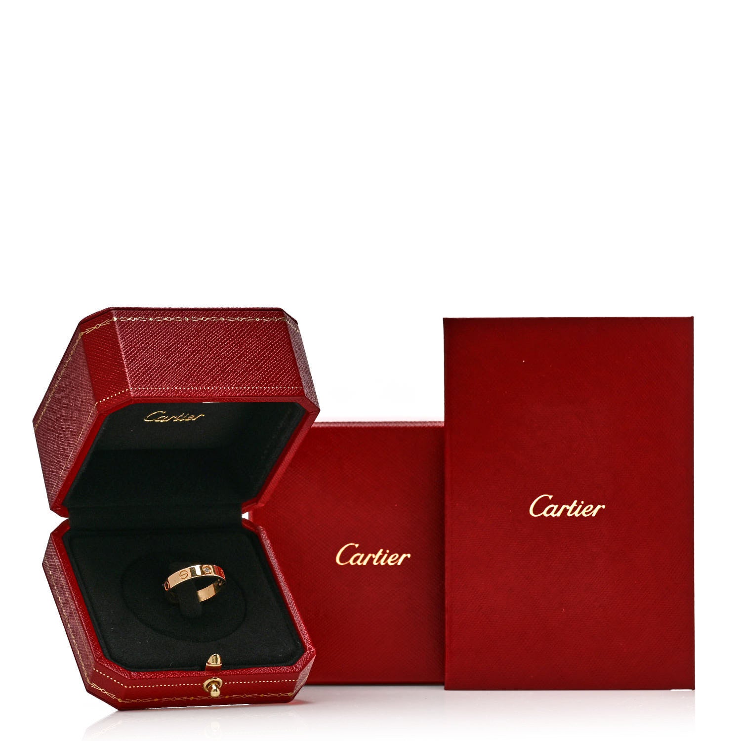 Cartier 18K Yellow Gold Diamond 4mm LOVE Wedding Band Ring 47 4 5 of 5