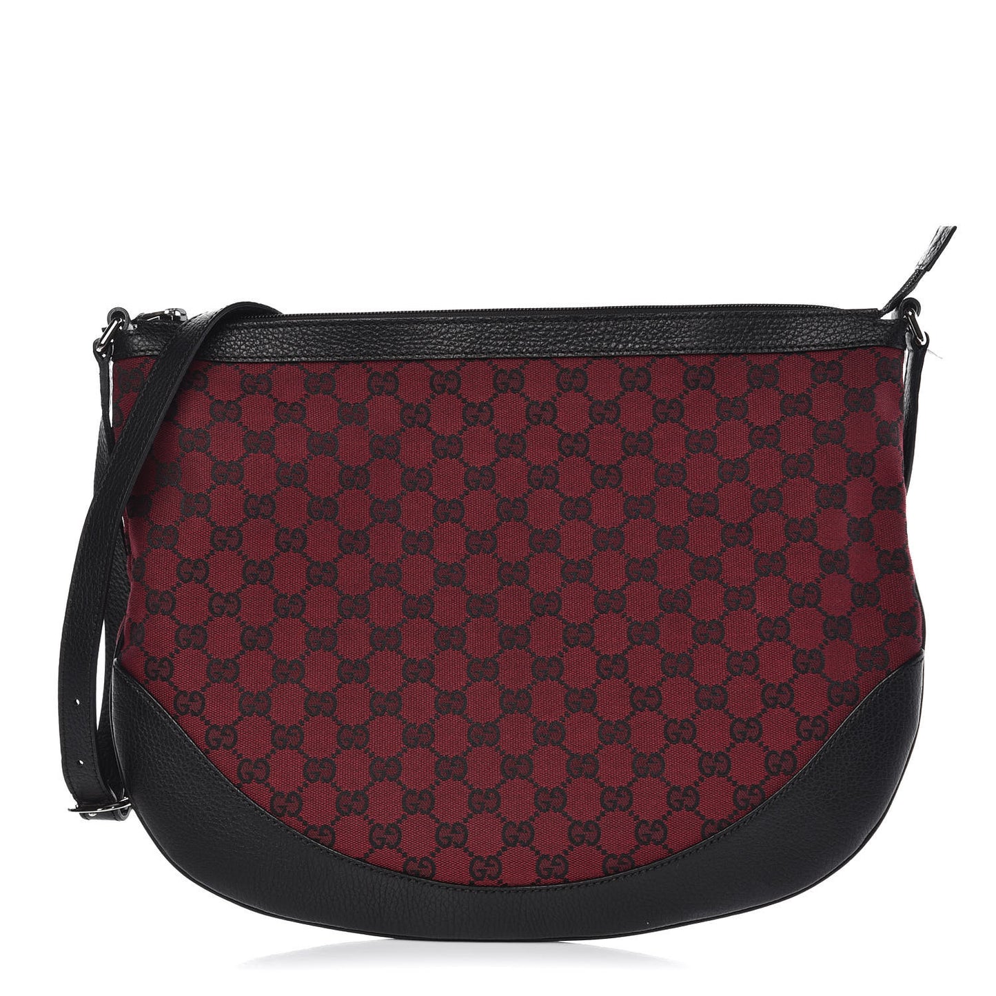 Denim Monogram Large Half Moon Hobo Red