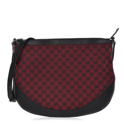 Gucci Denim Monogram Large Half Moon Hobo Red 1 of 7