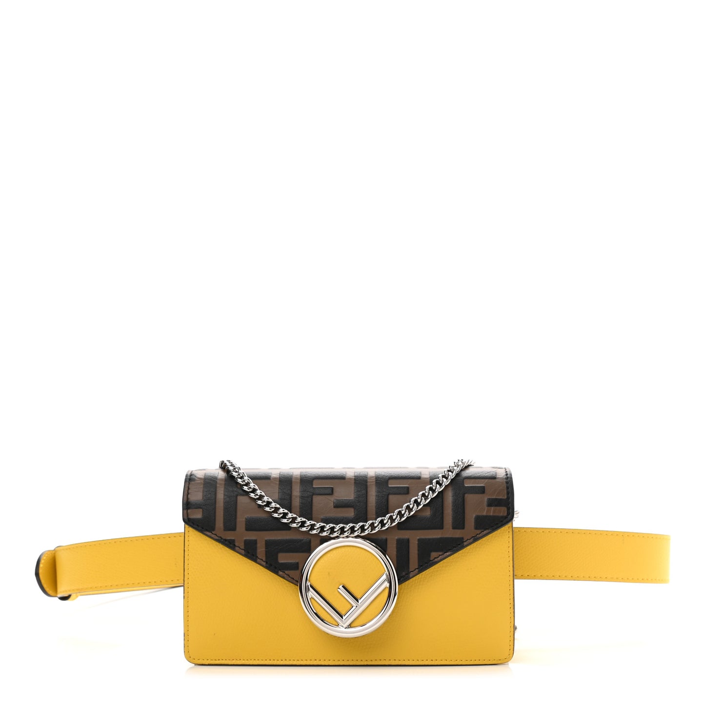 Vitello Cruise F is Fendi Bi-Color FF 1974 Embossed Envelope Belt Bag Maya Black Sunflower