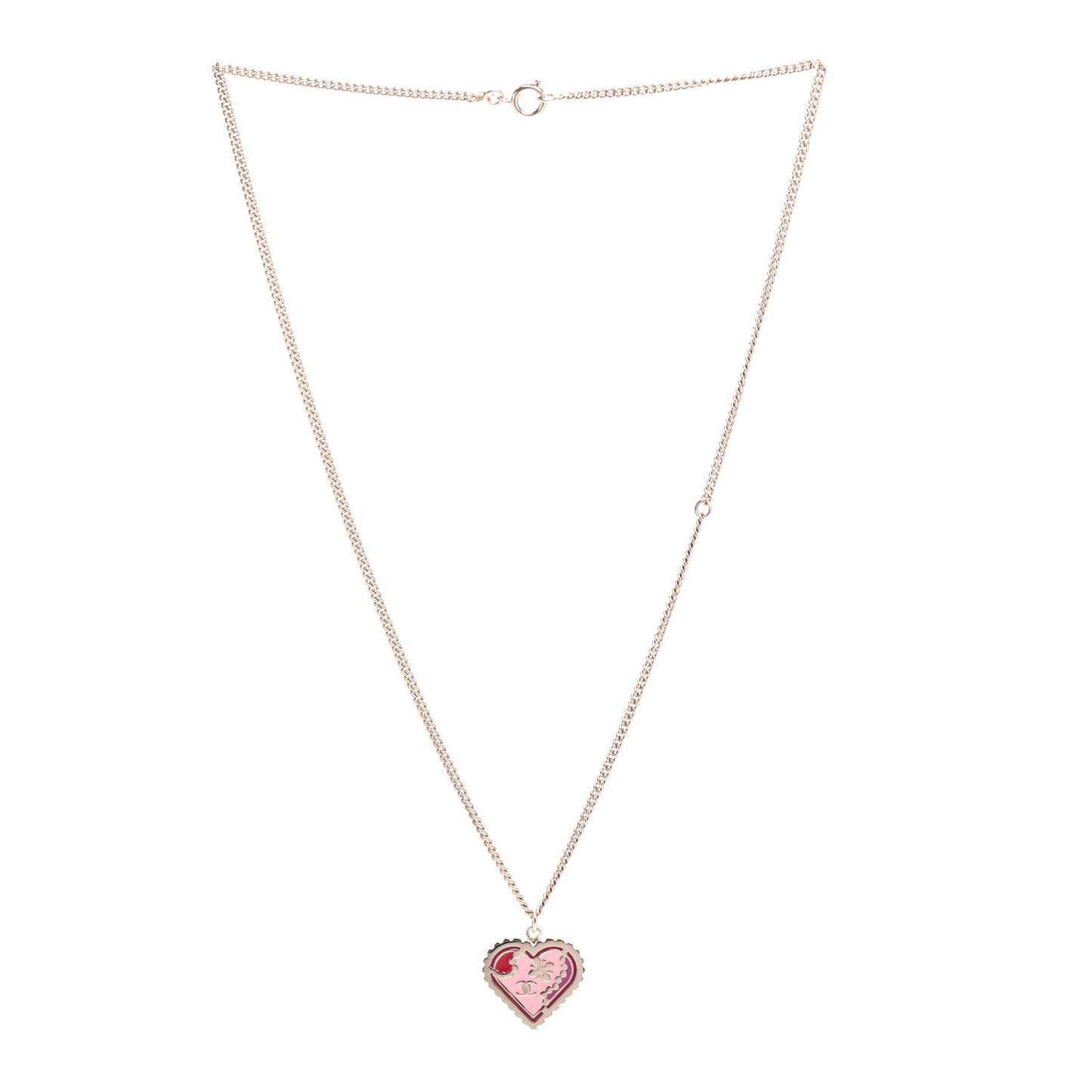 Enamel Heart CC Necklace Gold