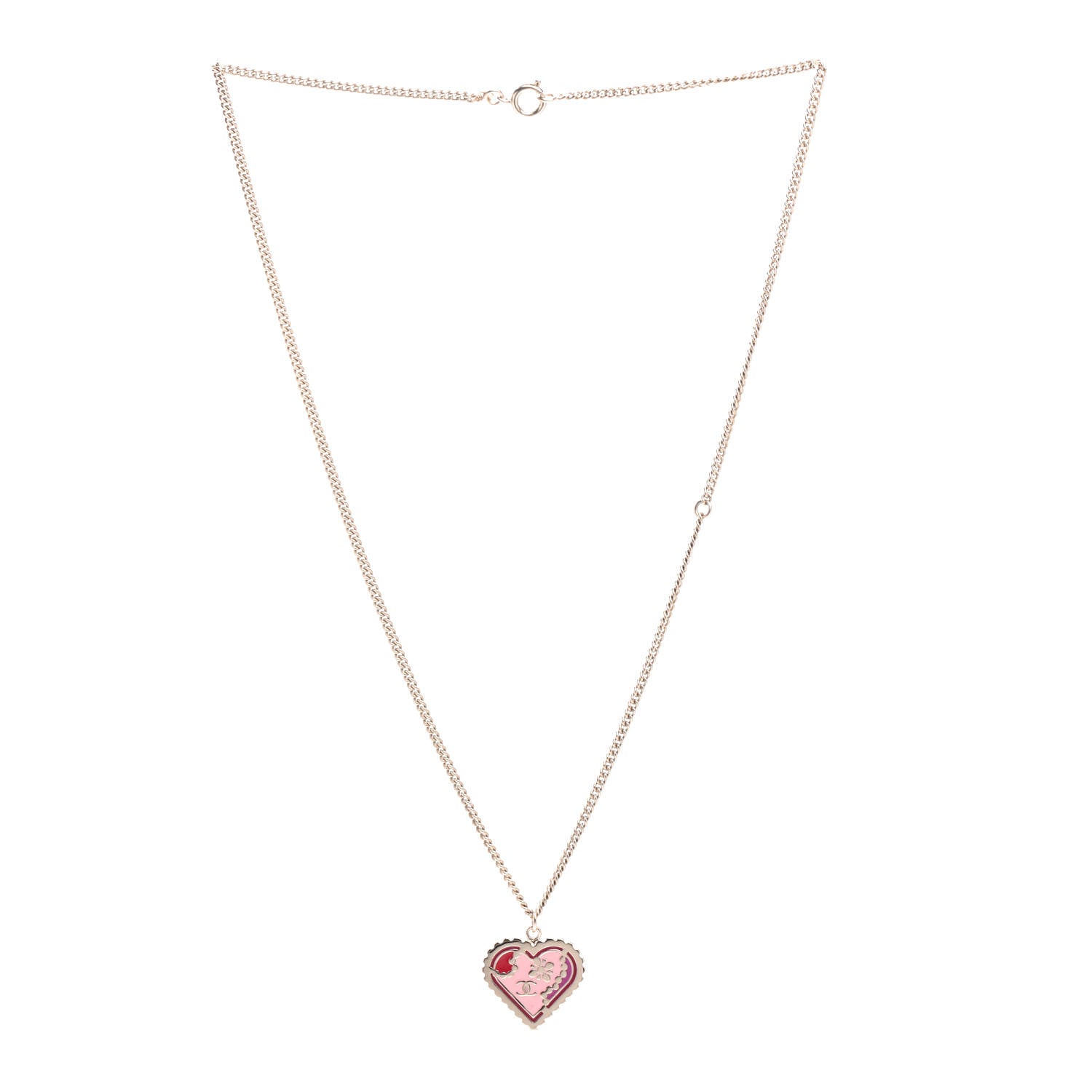 Chanel Enamel Heart CC Necklace Gold 2 of 3