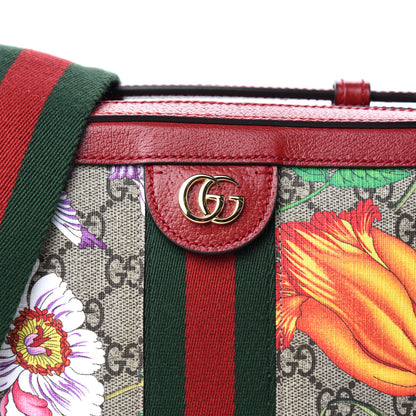 Gucci GG Supreme Monogram Flora Web Small Ophidia Top Handle Shoulder Bag Hibiscus Red 10 of 10