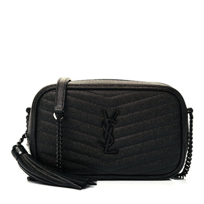Saint Laurent Grain De Poudre Matelasse Monogram Mini Lou Camera Bag Black 1 of 10