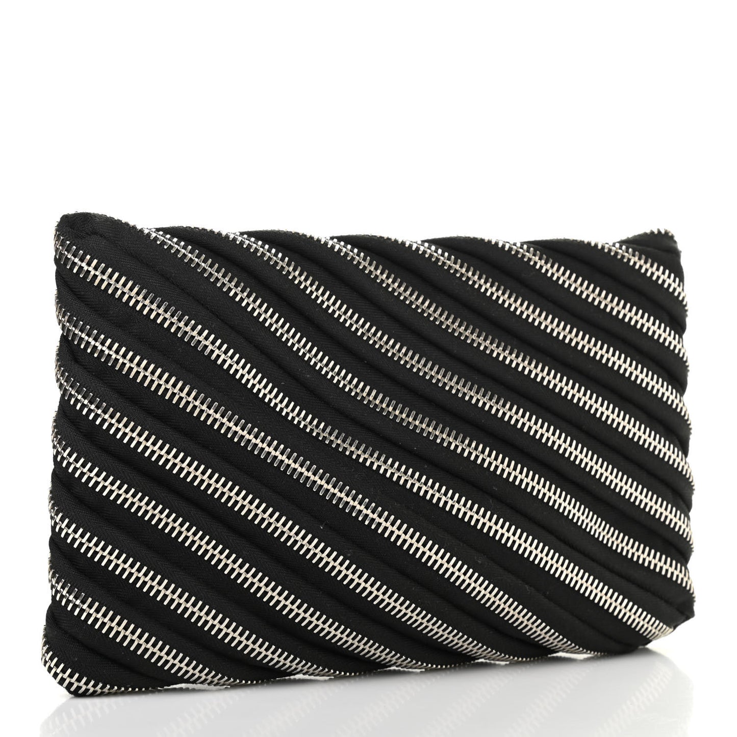 Metal Nylon Zipper Clutch Black