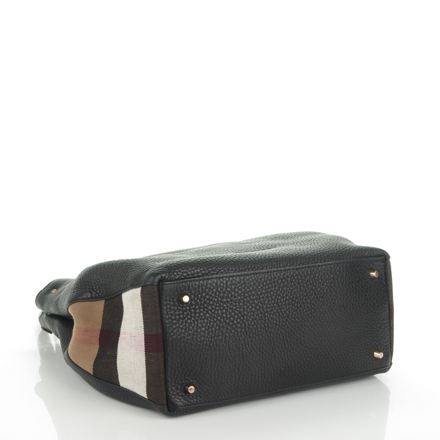 Burberry Grainy Calfskin House Check Medium Maidstone Black 4 of 8