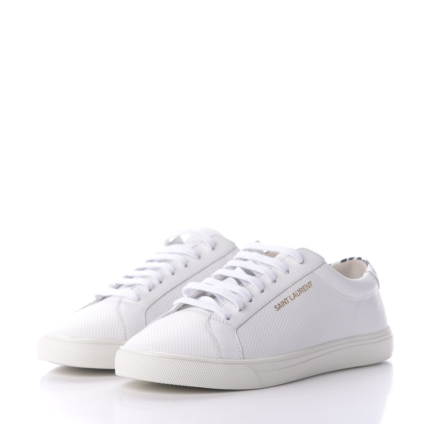 Perforated Calfskin Zebra Print Andy Low Top Sneakers 38.5 White