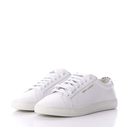 Saint Laurent Perforated Calfskin Zebra Print Andy Low Top Sneakers 38.5 White 3 of 11