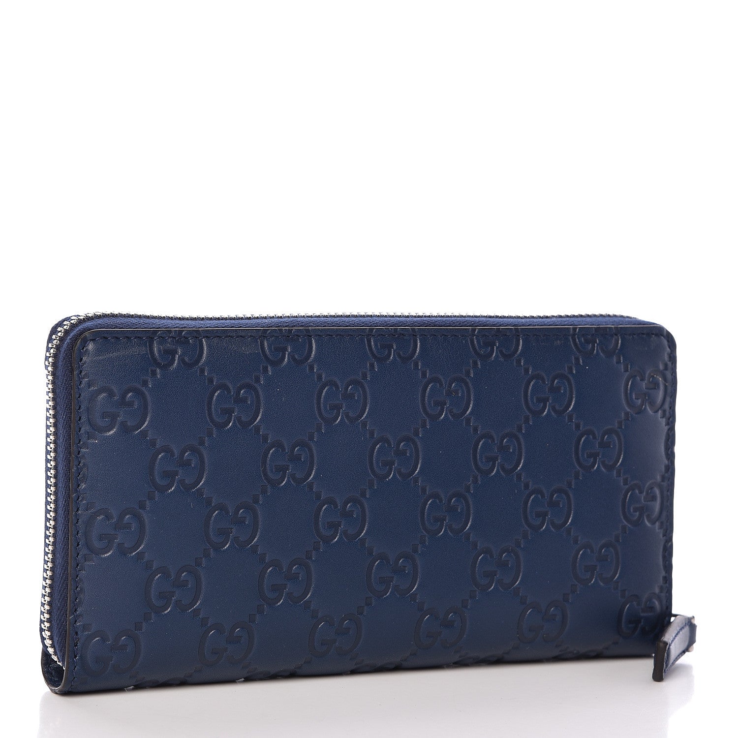 Gucci X MLB Guccissima Signature NY Yankees Embroidered Zip Around Wallet Royale Ivory 3 of 8