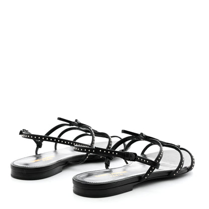 Saint Laurent Nappa Vendome Studded Cassandra 05 Sandals 37.5 Black 4 of 7