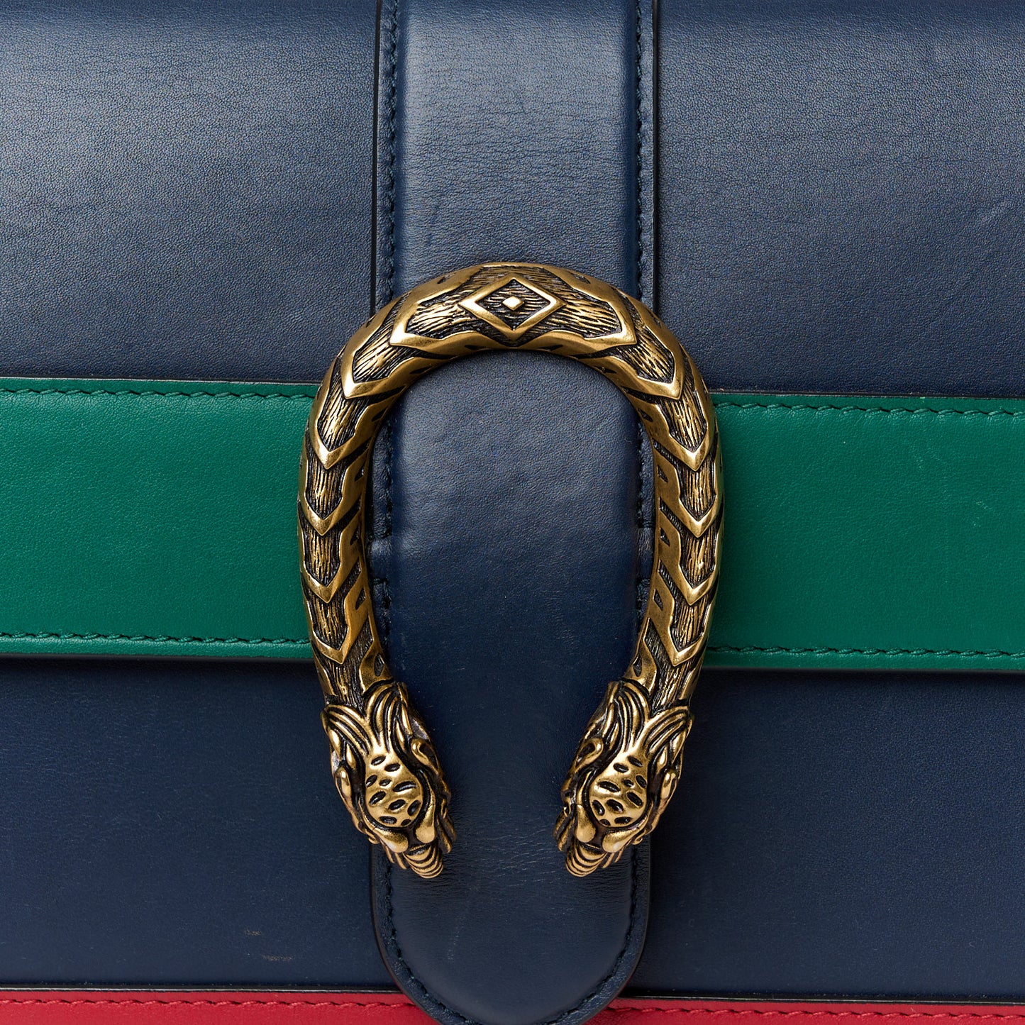 Moon Calfskin Bamboo Web Medium Dionysus Top Handle Bag Blue Emerald Hibiscus Red