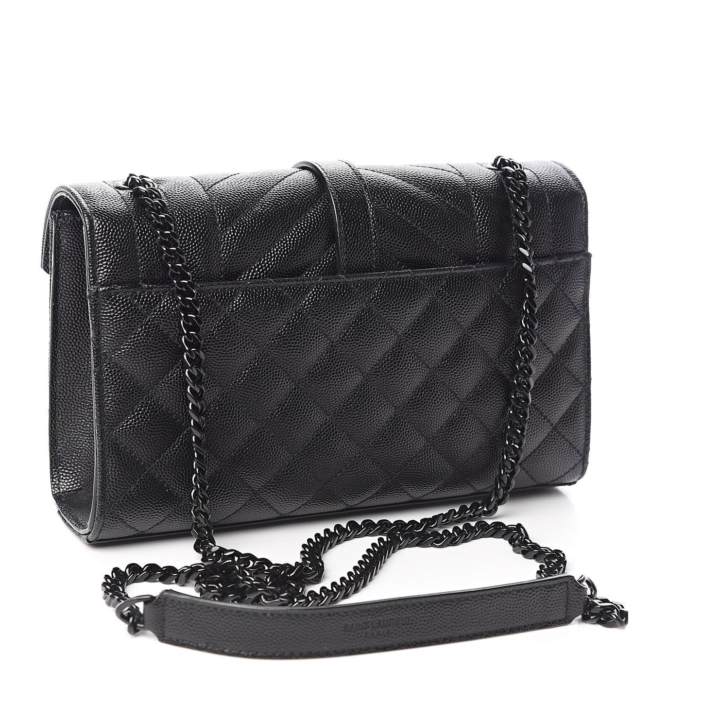 Grain De Poudre Textured Mixed Matelasse Triquilt Small Monogram Satchel Black