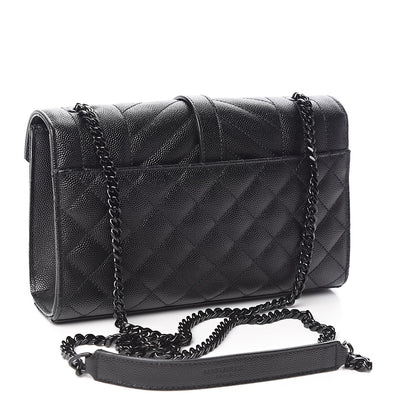 Saint Laurent Grain De Poudre Textured Mixed Matelasse Triquilt Small Monogram Satchel Black 3 of 9