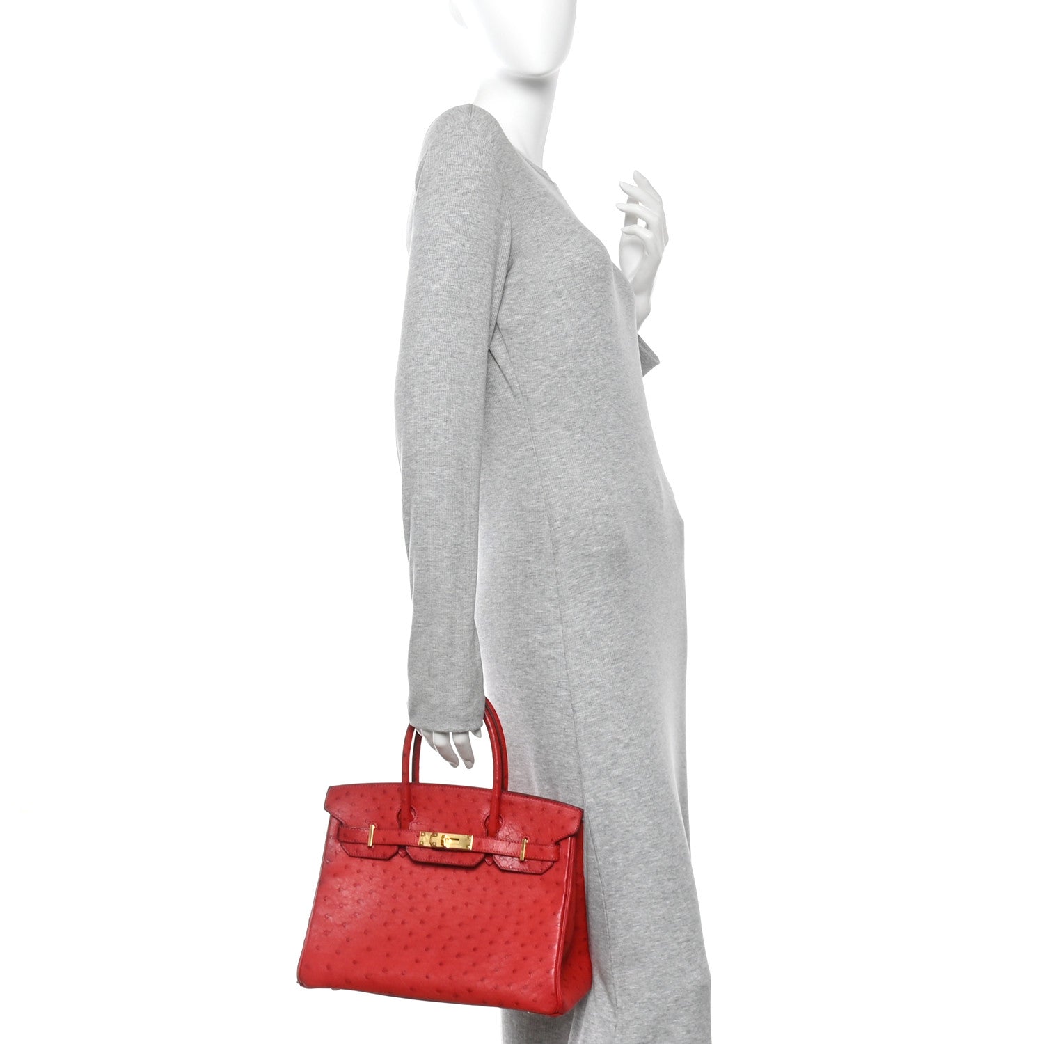 Hermes Ostrich Birkin 30 Rouge Vif 2 of 12