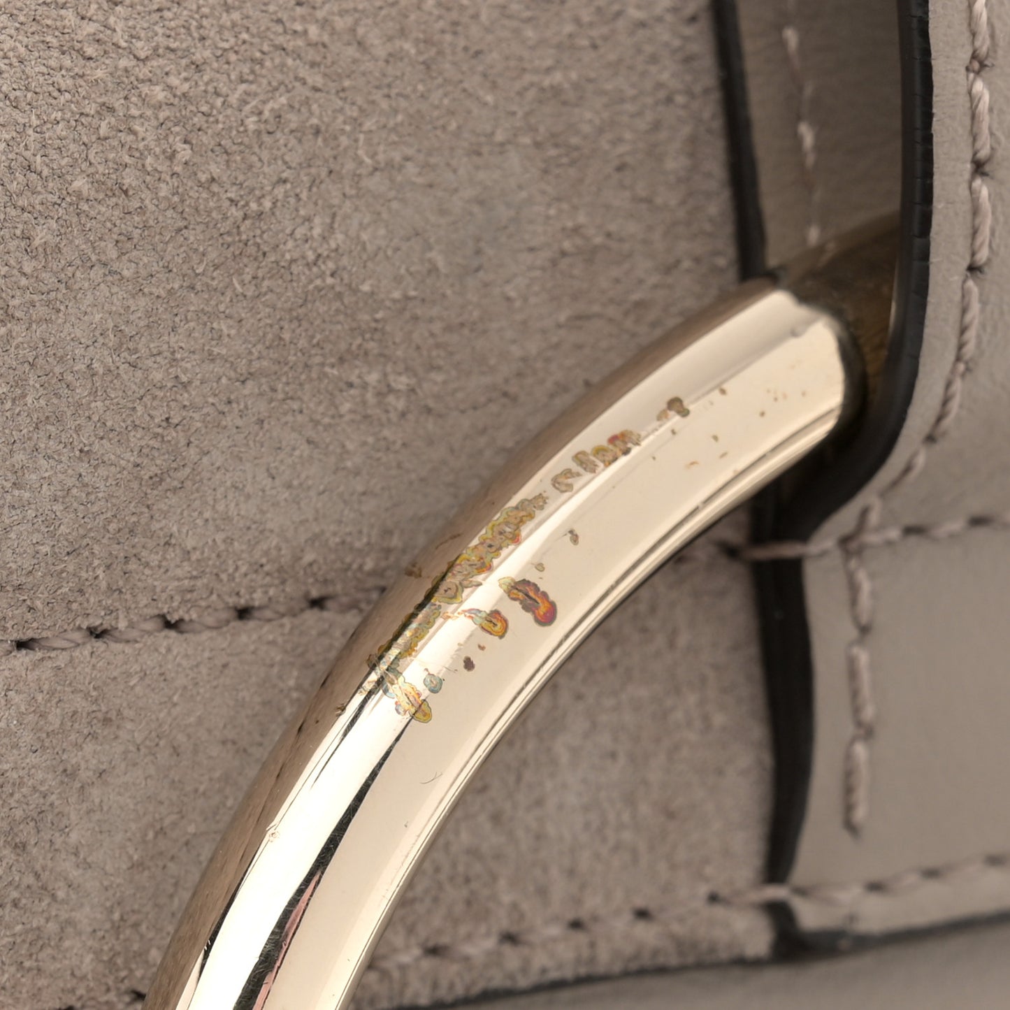 Suede Calfskin Mini Faye Bracelet Bag Motty Grey