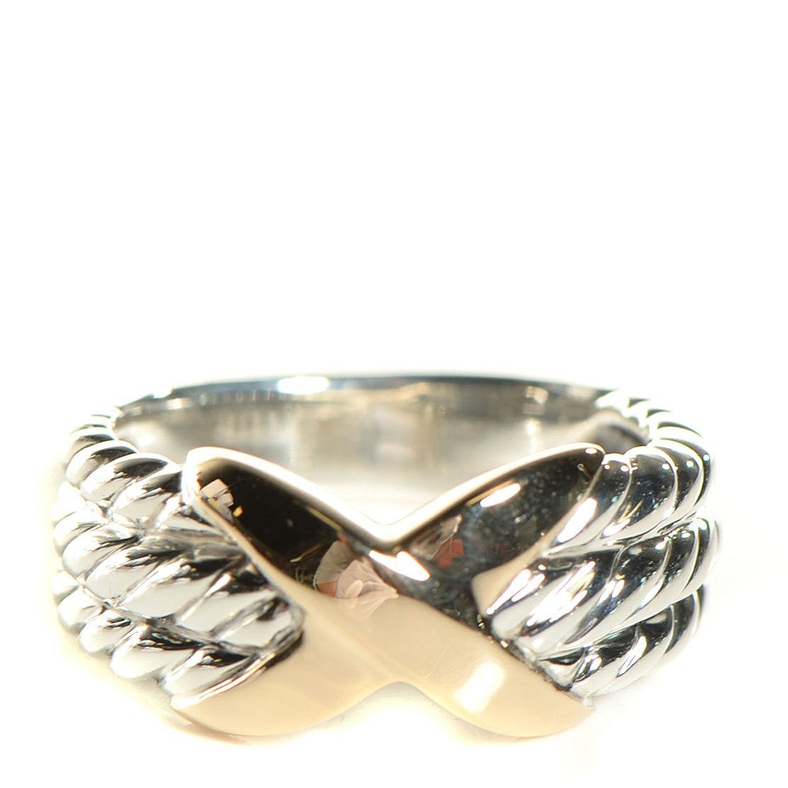 David Yurman Sterling Silver 18K Yellow Gold X Triple Row Ring 7 1 of 5