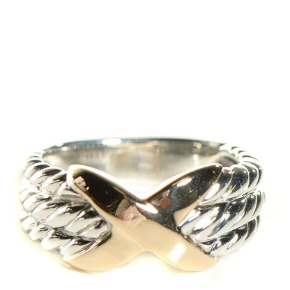David Yurman Sterling Silver 18K Yellow Gold X Triple Row Ring 7 1 of 5