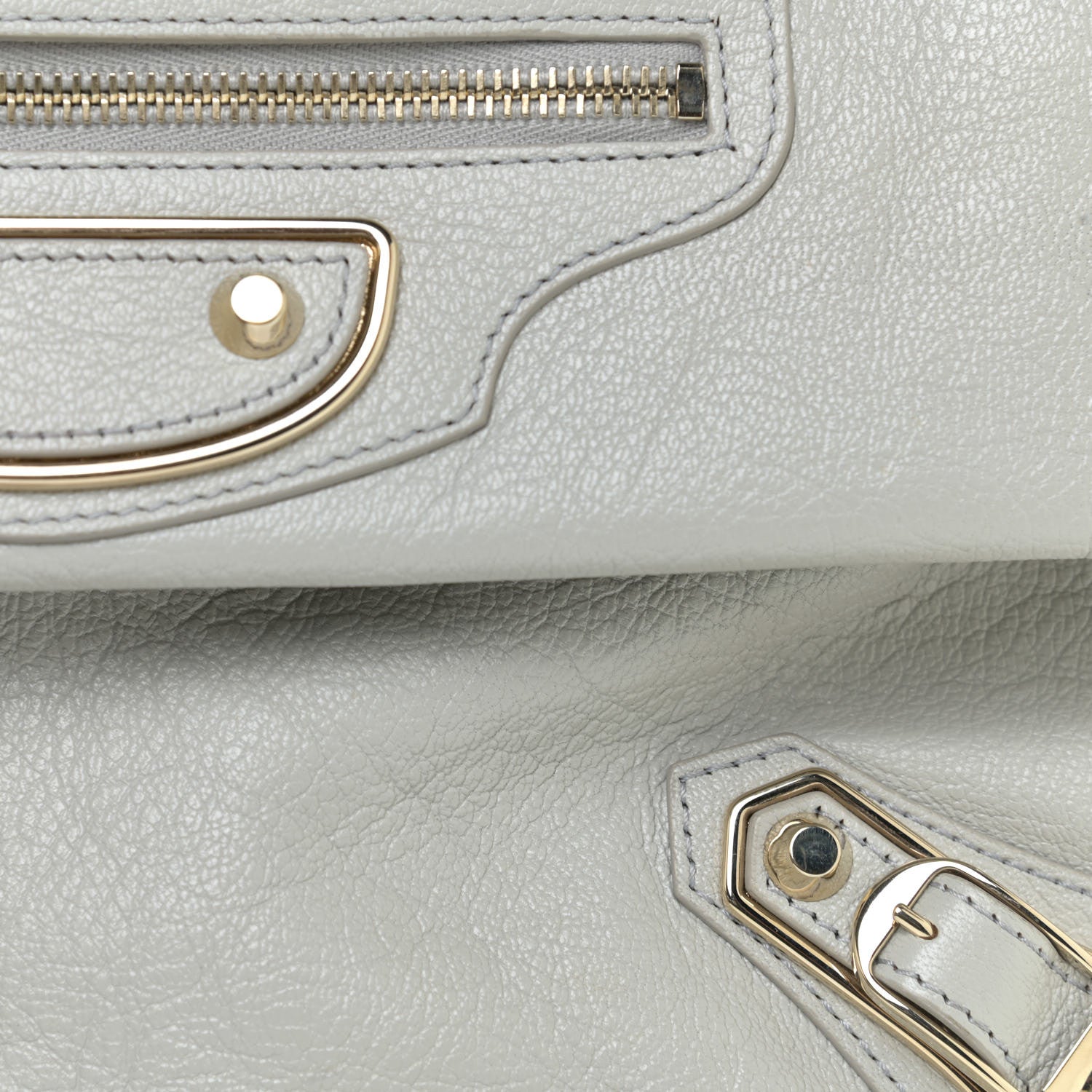Balenciaga Agneau Gold Metallic Edge Hardware Envelope Strap Clutch Gris 8 of 8