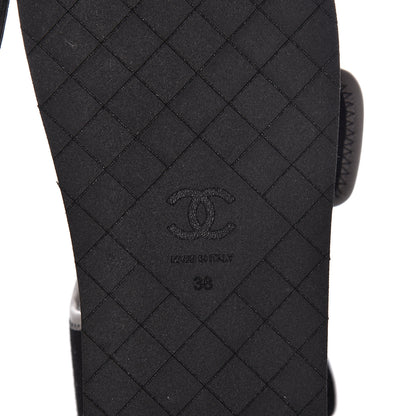 Chanel Lambskin Jersey Coco Sandals 38 Black 6 of 8