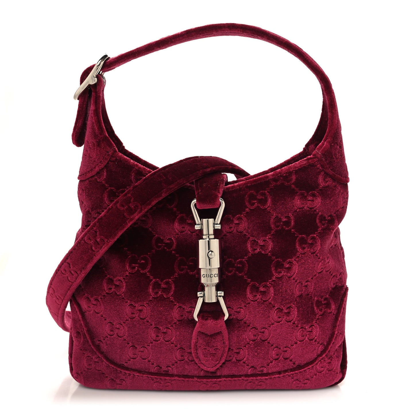 New Velvet Ashmir GG Monogram Small Jackie 1961 Hobo Red