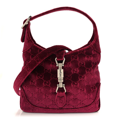 Gucci New Velvet Ashmir GG Monogram Small Jackie 1961 Hobo Red 1 of 10