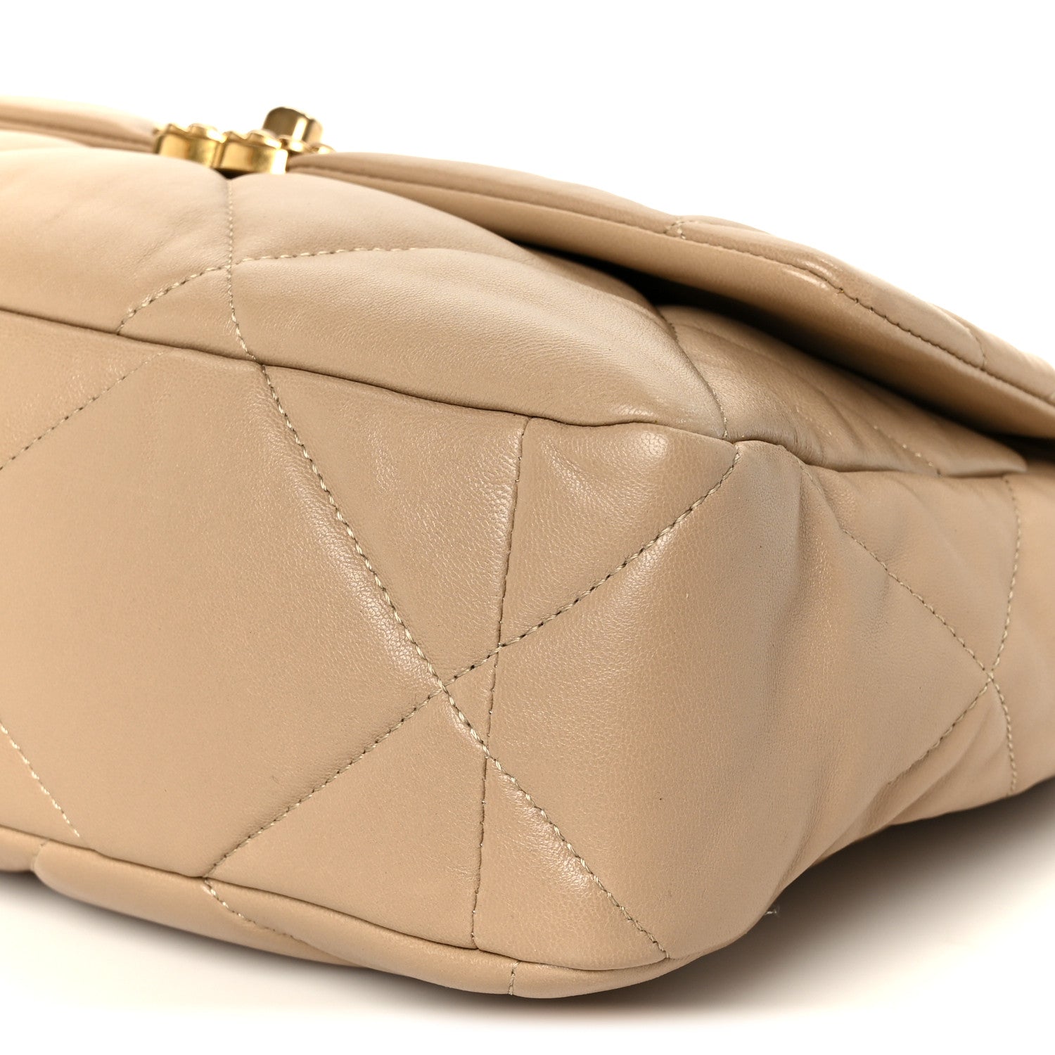Chanel Lambskin Quilted Large Chanel 19 Flap Beige 10 of 11