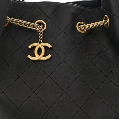 Chanel Calfskin Quilted Small On My Shoulder Drawstring Bag Black 8 of 13