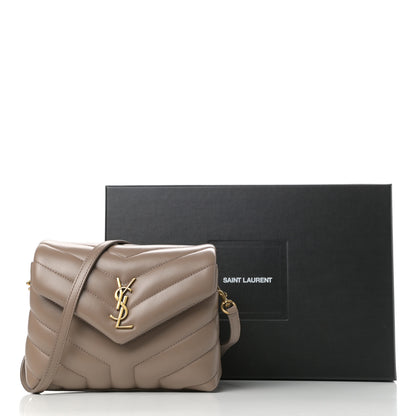 Saint Laurent Calfskin Y Quilted Monogram Toy Loulou Crossbody Bag Taupe 11 of 11