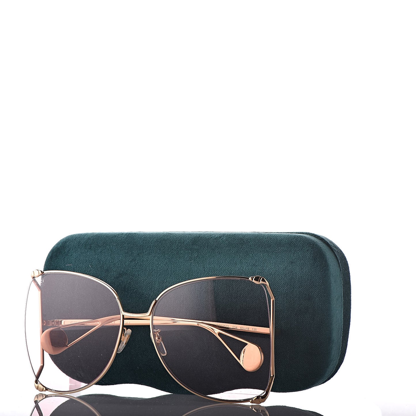 Oversized Round Sunglasses GG0252S Gold Brown