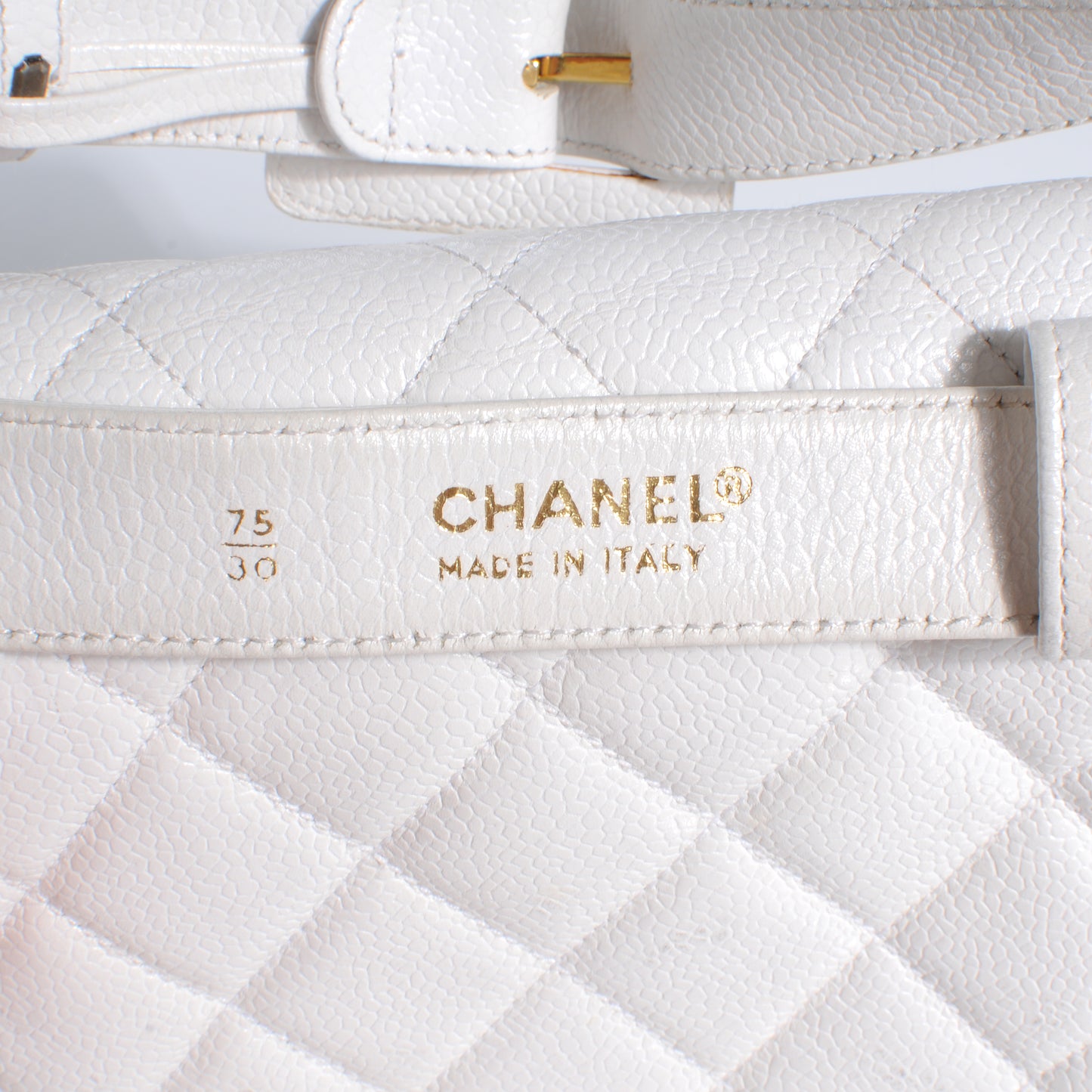 Caviar Flap Waist Belt Bag White 75 30