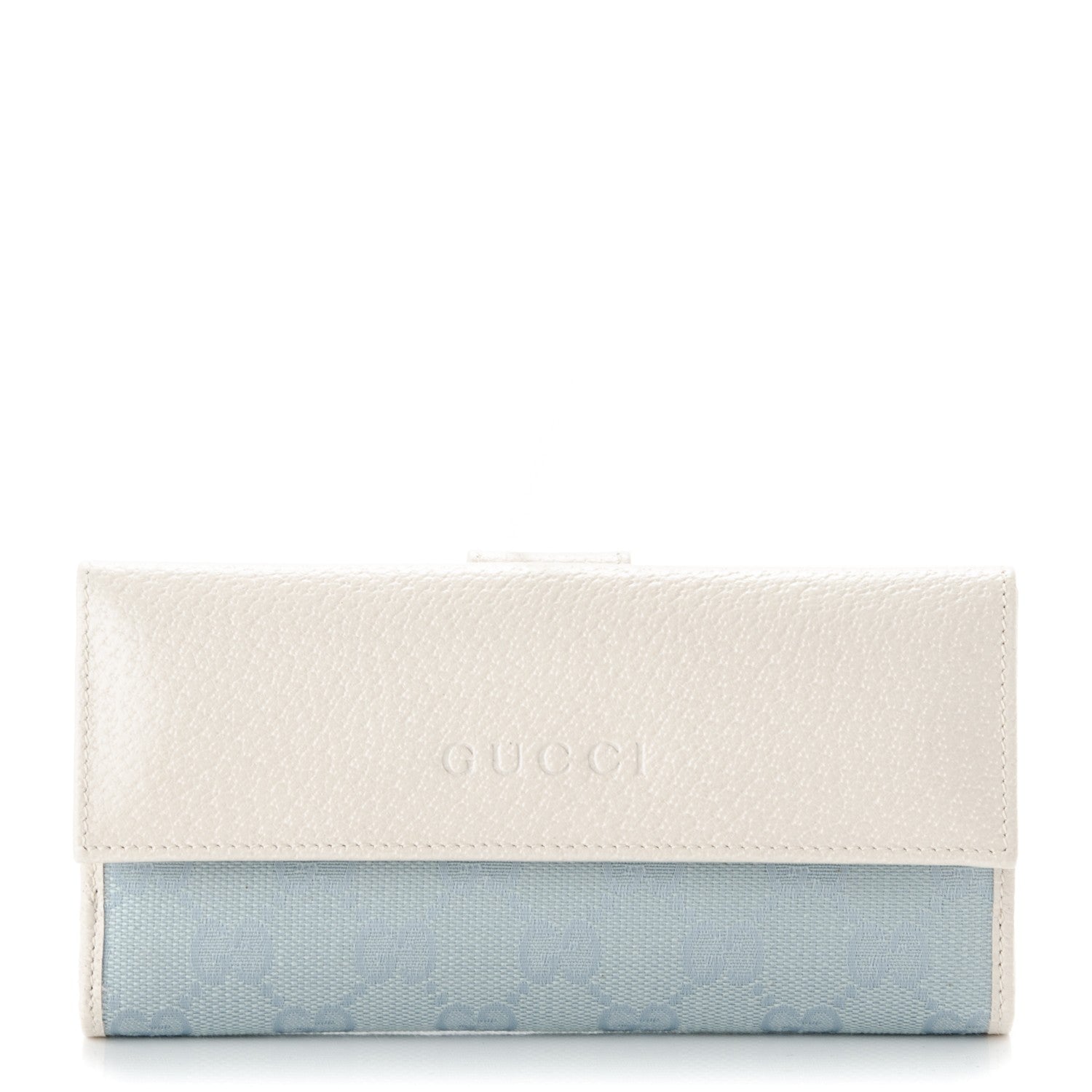 Gucci Monogram Calfskin Continental Flap Wallet Off White Blue 1 of 7