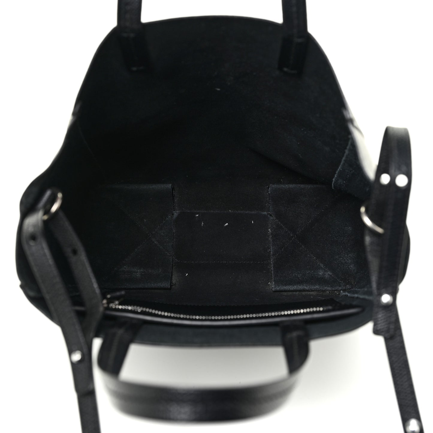Grained Calfskin Small Vertical Cabas Black