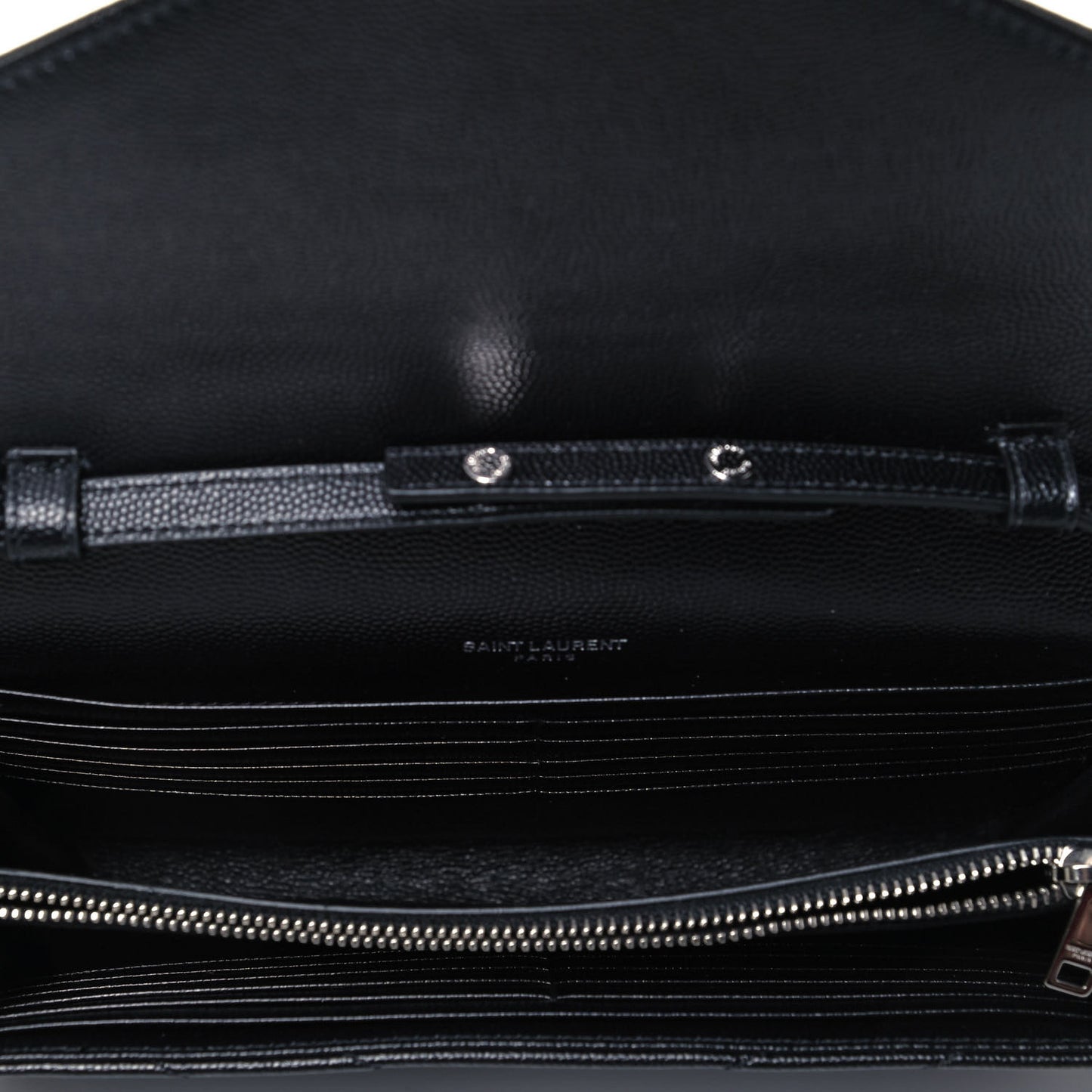 Grain De Poudre Matelasse Chevron Monogram Chain Wallet Black