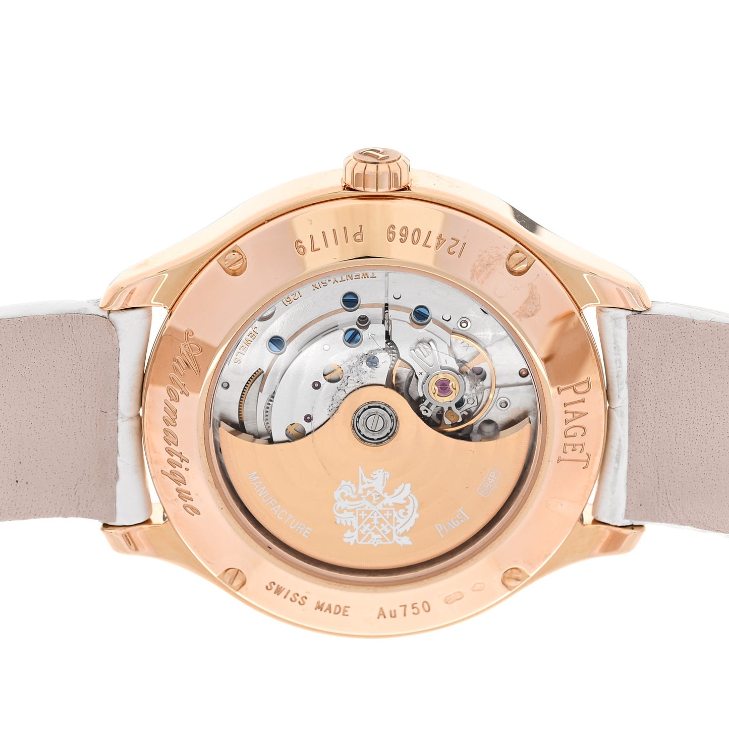 18K Rose Gold Alligator Diamond Bezel 36mm Limelight Stella Automatic Watch Silver