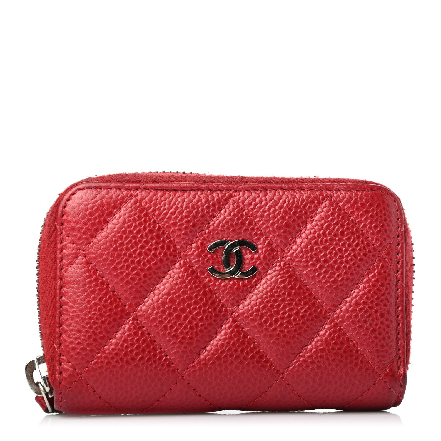 Chanel Caviar Quilted Zip Coin Purse Red 1 of 4