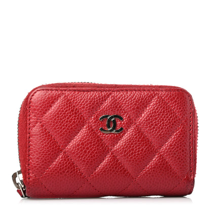 Chanel Caviar Quilted Zip Coin Purse Red 1 of 4
