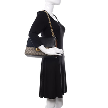Gucci GG Supreme Monogram Calfskin Medium Padlock Shoulder Bag Beige Black Cuir 3 of 12
