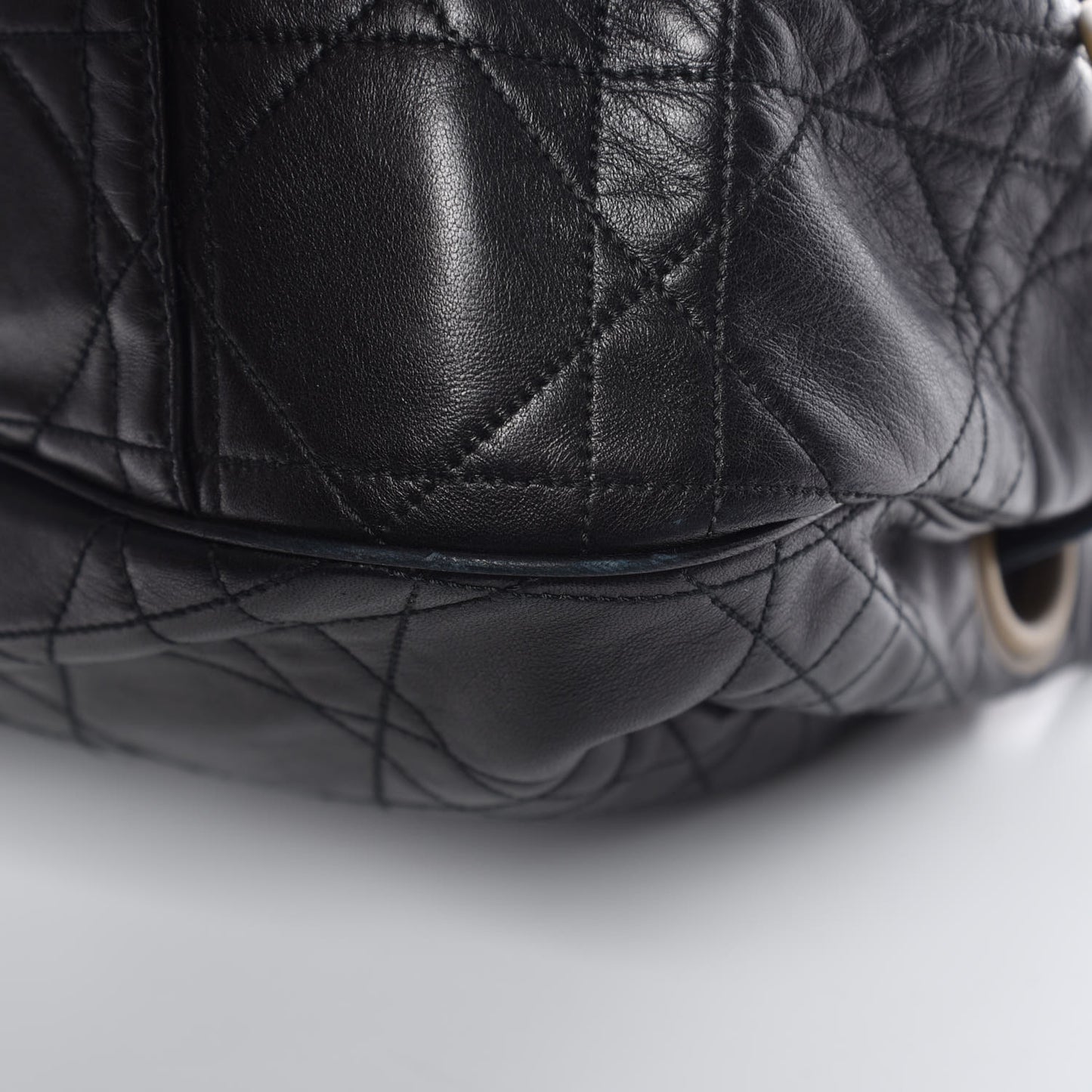 Lambskin Cannage Flap Shoulder Bag Black