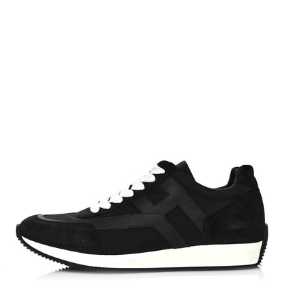 Hermes Suede Epsom Womens Chris Sneakers 40.5 Black 1 of 8