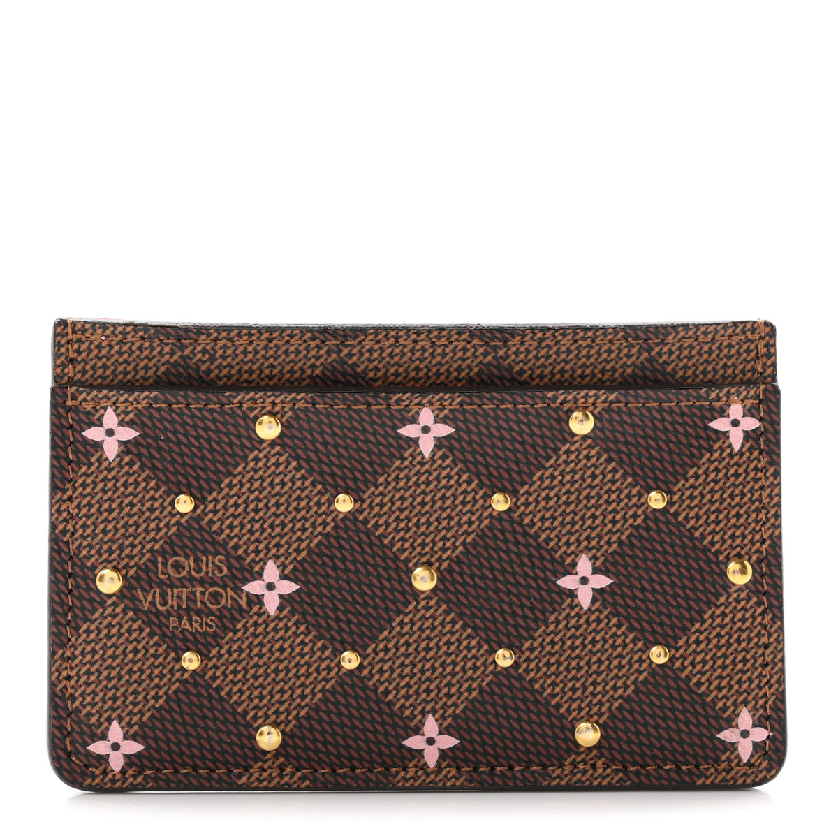Damier Ebene Studded Card Holder