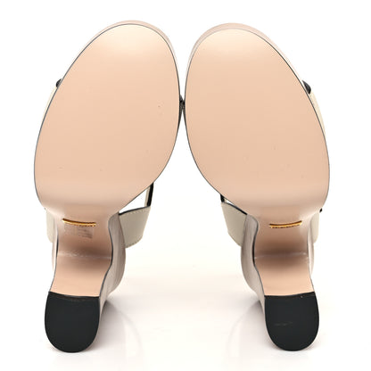 Gucci Cosmos Softy Calfskin Wooden Interlocking G Cut-Out 30/120mm Platform Sandals 36.5 Mystic White 6 of 10